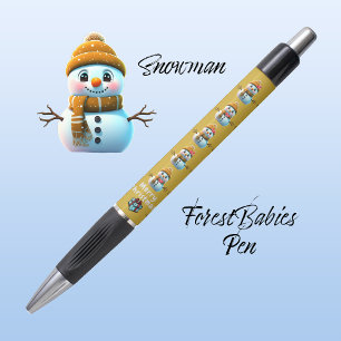 Caneta Bonito Neve de Natal, Gráfico Festivo, ⛄️ Dourado