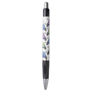 Caneta Borboletas Doodle Azul Roxo