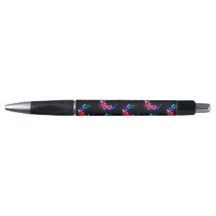 Caneta Borboletas Neon Night brilhantes sobre fundo preto