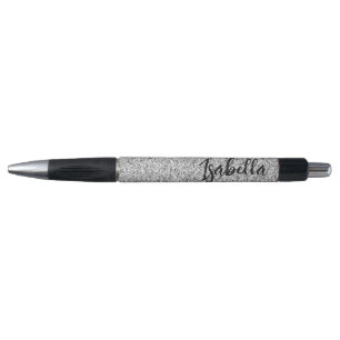 Caneta Brilho de luz cinza prateado faísca personalizado