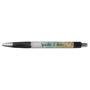 Caneta Brilho Glam Branco Hortelã Dourado