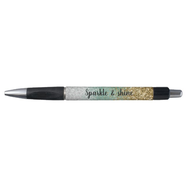 Caneta Brilho Glam Branco Hortelã Dourado (Frente)