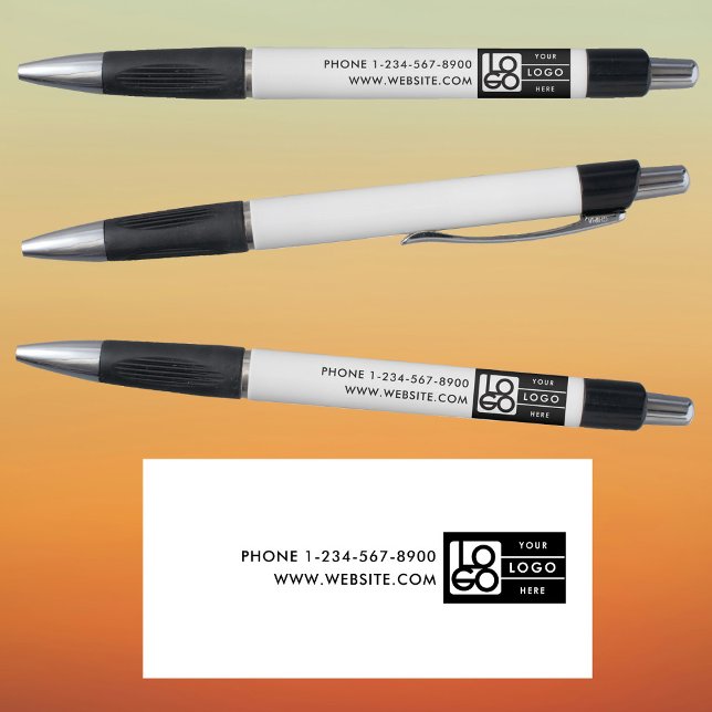 Caneta Bulk Simple Business Logo Custom Text Black White (Bulk Simple Business Logo Custom Text Black White Pen)