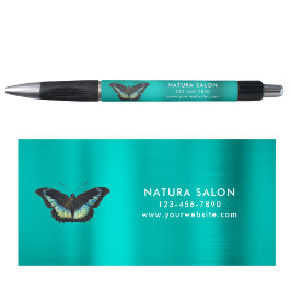 Caneta Butterfly Salon Business Promocional Teal Metálico