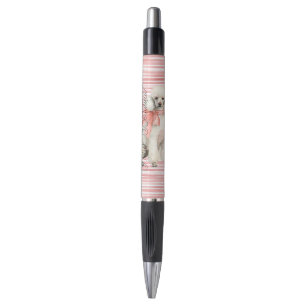 Caneta Cachorro Poodle Branco Olá Bonito