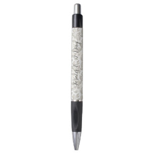 Caneta Casamento Floral Branco Creme Chic