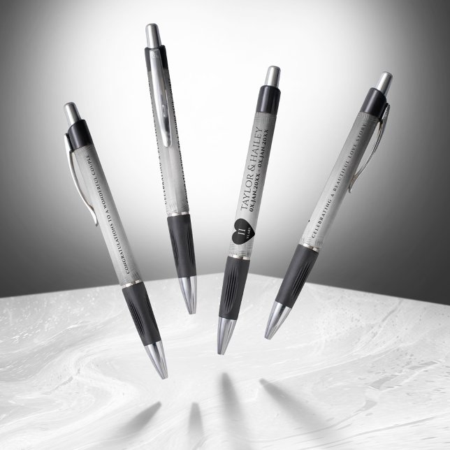 Caneta Celebração do Aniversário do Casamento de Aço Eleg (Elegant 11th Steel Wedding Anniversary Pen Cover Photo)