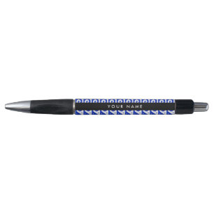 Caneta Chave Grega Meander, Chave Wave, Azul, Seu Nome