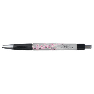 Caneta Cherry Blossomo Pink Silver Monograma