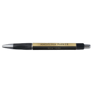 Caneta Chic Moderno Simples E Elegante Dourado E Preto