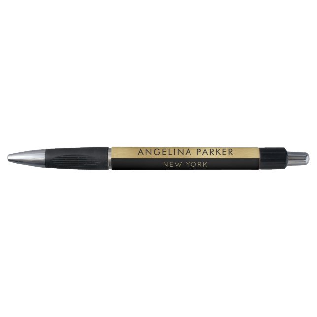 Caneta Chic Moderno Simples E Elegante Dourado E Preto (Frente)
