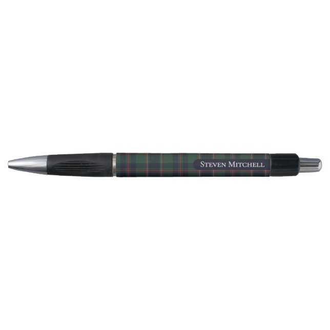 Caneta Classic Dark Blue Red Green Plaid Pattern (Frente)