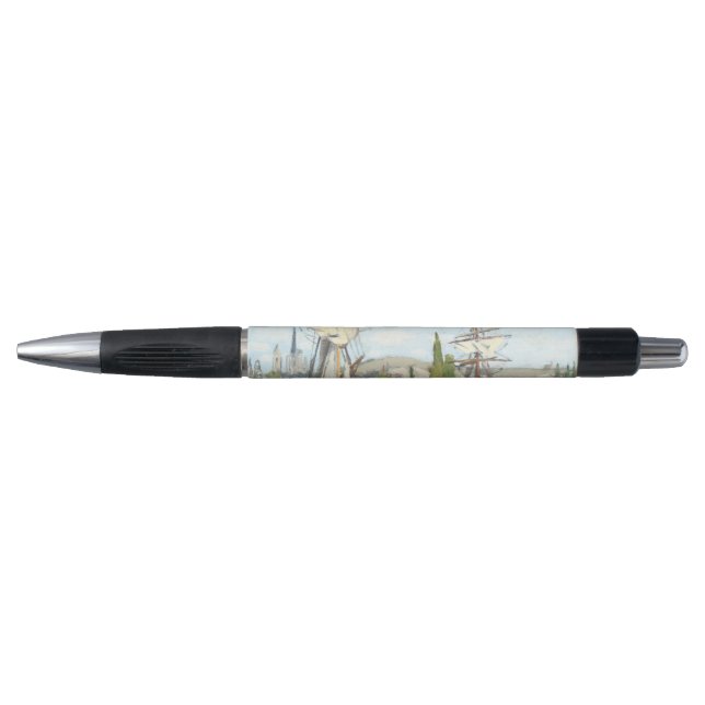 Caneta Claude Monet. Navios a voar no Sena em Rouen (Frente)