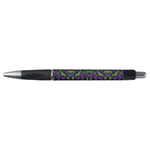 Caneta Colorida Neon Roxo Verde Morcegos Halloween