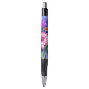 Caneta com Gerberas de Três Cores