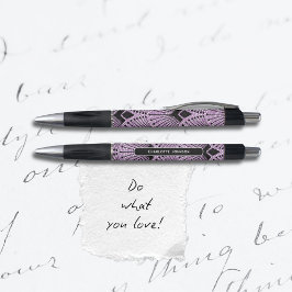 Caneta com padrão de pavão roxo Art Deco Vintage