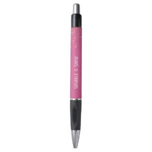 Caneta Confete Rosa Menina Brilho Dourado