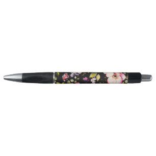 Caneta Cor-de-água Cor rosa Rosas amarelas pretas Fundo p