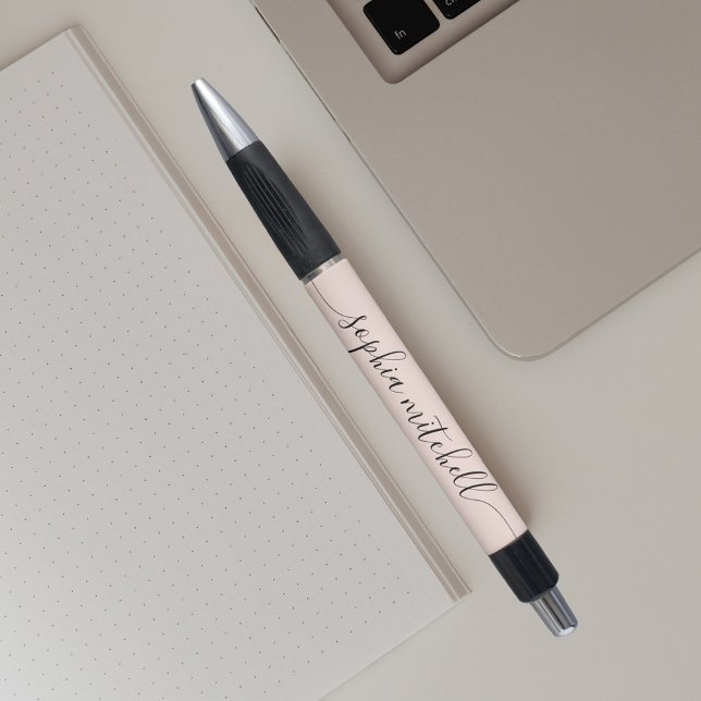 Caneta Cor-de-rosa-rosa-rosa-Blush de Script Chic (Criador carregado)