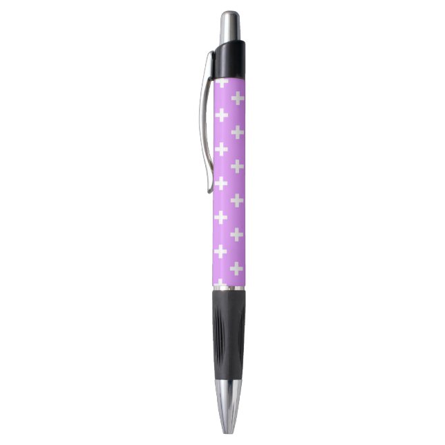 Caneta Cruzes brancas de polca em lilac (Topo (Vertical))