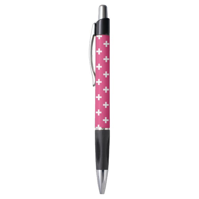 Caneta Cruzes de polca branca em fuchsia (Topo (Vertical))