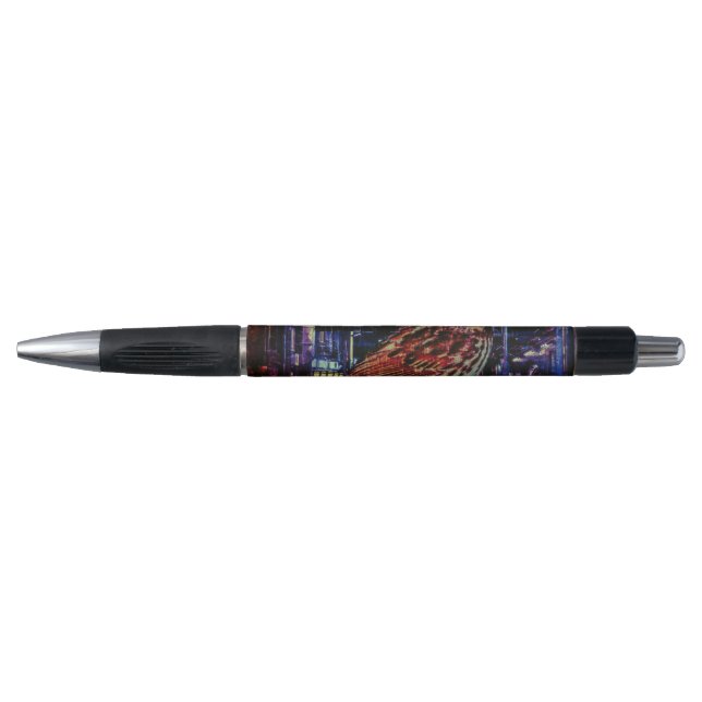 Caneta Cyberpunk Sparrow em Neon Cityscape (Frente)