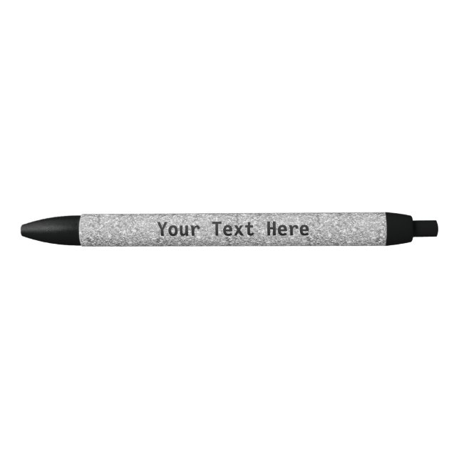 Caneta de brilho prateado com texto personalizado (Frente)