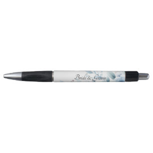 Caneta de casamento floral azul elegante