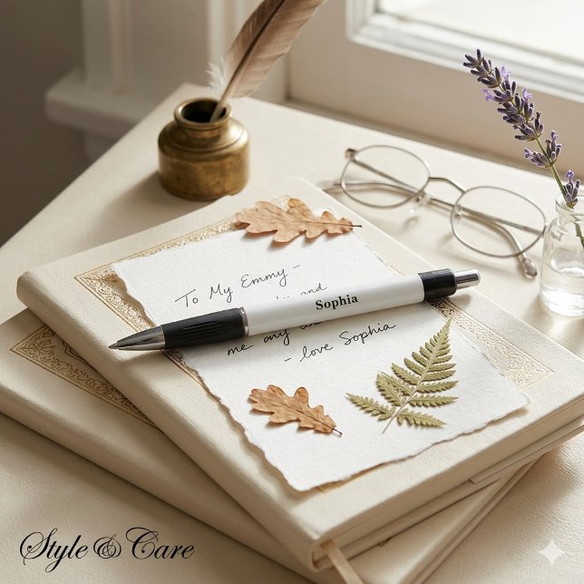 Caneta de escrita Emmy preta e branca personalizad (Personalized Black White Emmy Writing Pen)