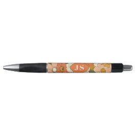 Caneta de Monograma Floral do Groove Laranja Retro