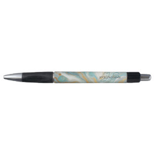 Caneta de Padrão de Arte Dourada do Mármaco Azul C
