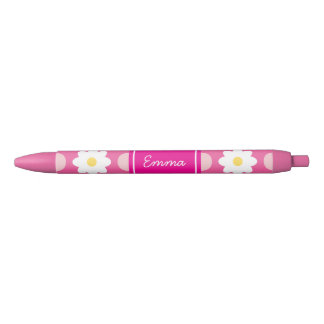 Caneta de Padrão Floral Retro Cor-de-Rosa Doce