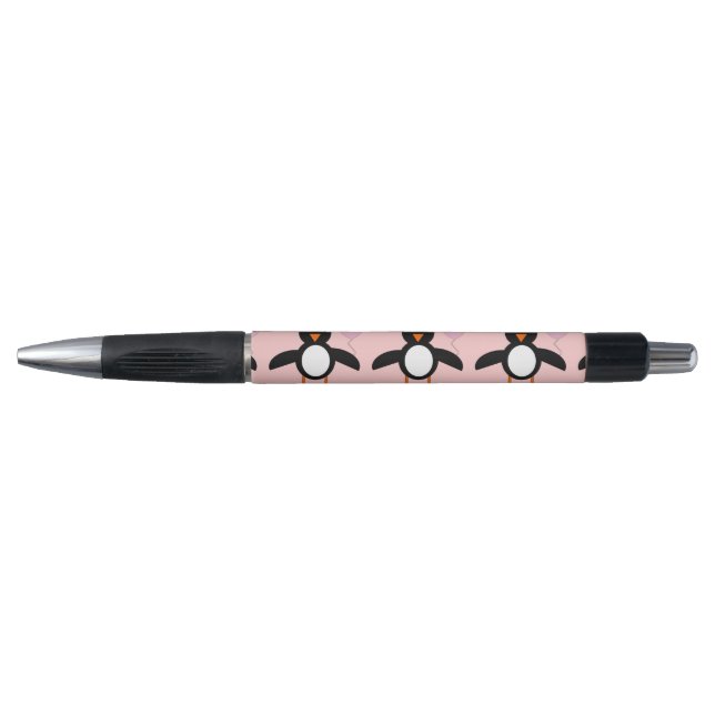 Caneta de pinguim-de-bebê rosa-branca (Frente)