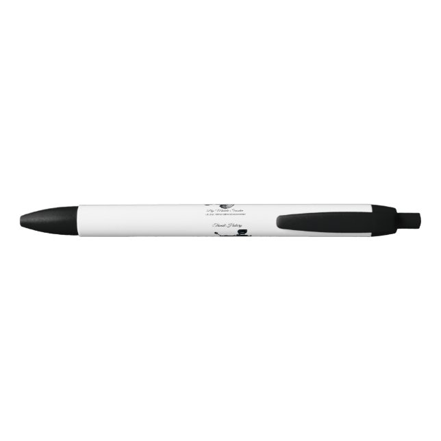 Caneta de tinta preta com acabamento preto (Traseira)