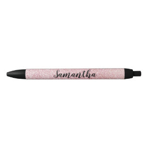 Caneta de Tinta Preta com Brilho Brilhante Rosa
