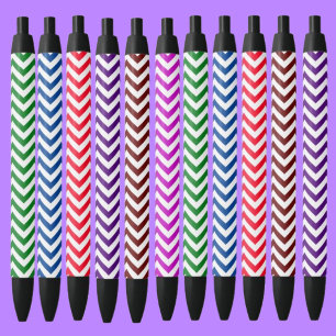 Caneta de Tinta Preta com Padrão Colorido
