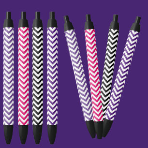 Caneta de Tinta Preta com Padrão Colorido