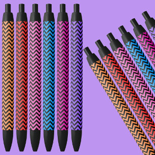 Caneta de Tinta Preta com Padrão Colorido