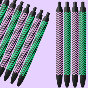 Caneta de Tinta Preta com Padrão Colorido