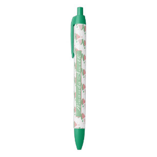 Caneta de Tinta Preta com Purpurina Rosa de Fruta 