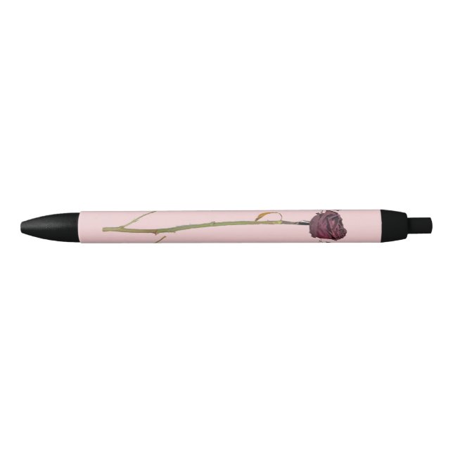 Caneta de Tinta Preta com Rosa Triplo (Frente)