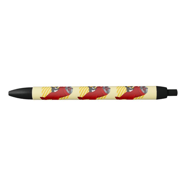 Caneta de tinta preta de desenho de pinguim voador (Frente)