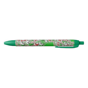 Caneta de Tinta Preta Design de Natal Vermelho Ver