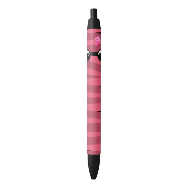 Caneta de Tinta Preta do Dia das Bruxas Rosa (Frente Vertical)