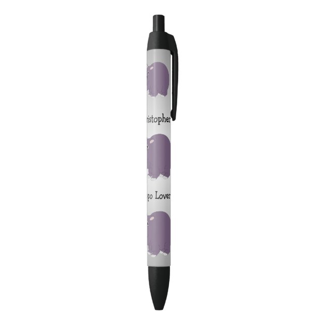 Caneta de Tinta Preta do Hippopotamus Design (parte de inferior (Vertical))