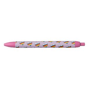 Caneta de tinta preta do padrão cardíaco Rainbow