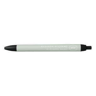 Caneta de Tinta Preta Mínima Monograma do Cliente