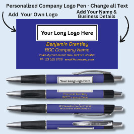 Caneta Detalhes da empresa, Texto Dourado/Laranja no Roya