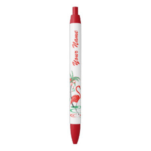 Caneta do nome Flamingo Red Christmas