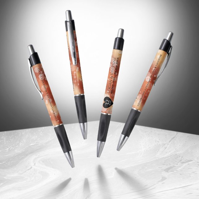 Caneta Elegante 32º Aniversário de Casamento Bronze (Elegant 32nd Bronze Wedding Anniversary Pen Cover Photo)